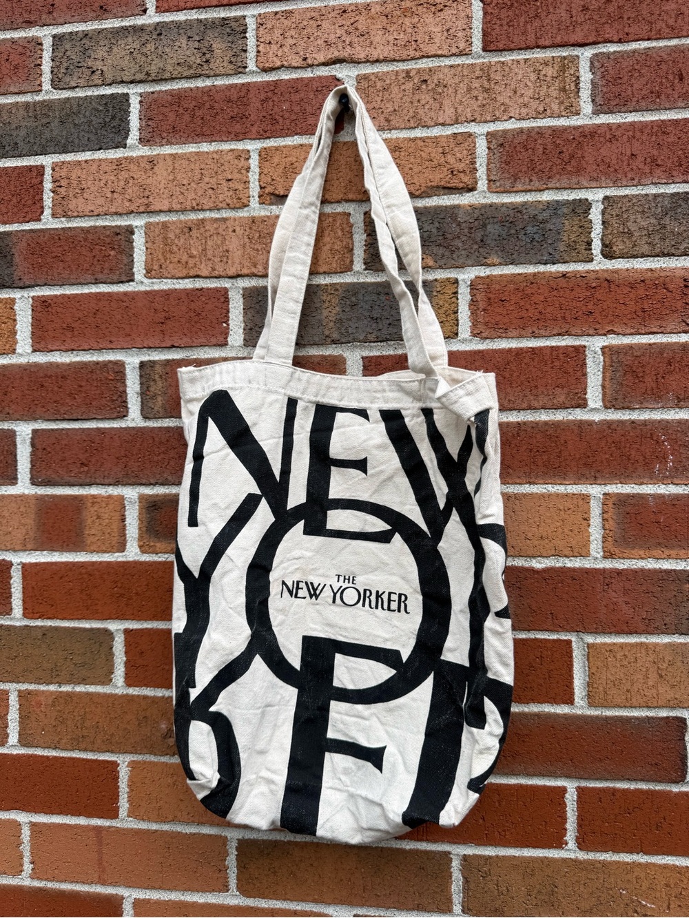 The New Yorker New York Graphic Canvas Tote Bag Black Cream